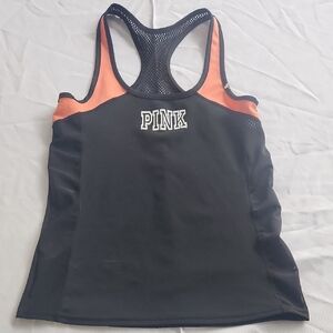 PINK Victoria's Secret Black and Orange Women's Tank Top